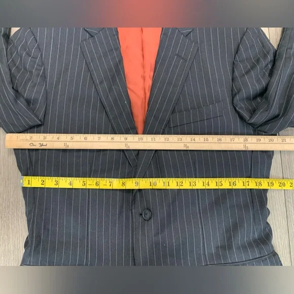 Phineas Cole Men Stripped 110s Wool Two Buttons Blazer Jacket Size 40R